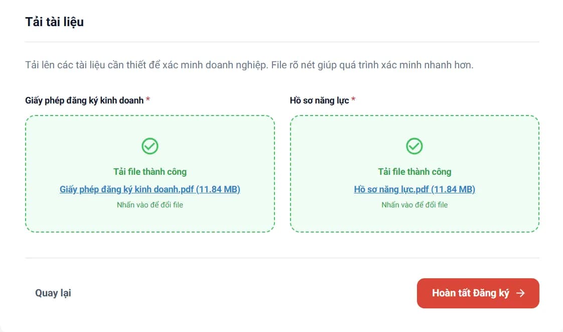Chọn tài liệu liên quan và hoàn tất đăng ký